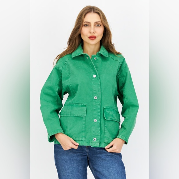 Pull&Bear Green Jean Jacket - Picture 1 of 6